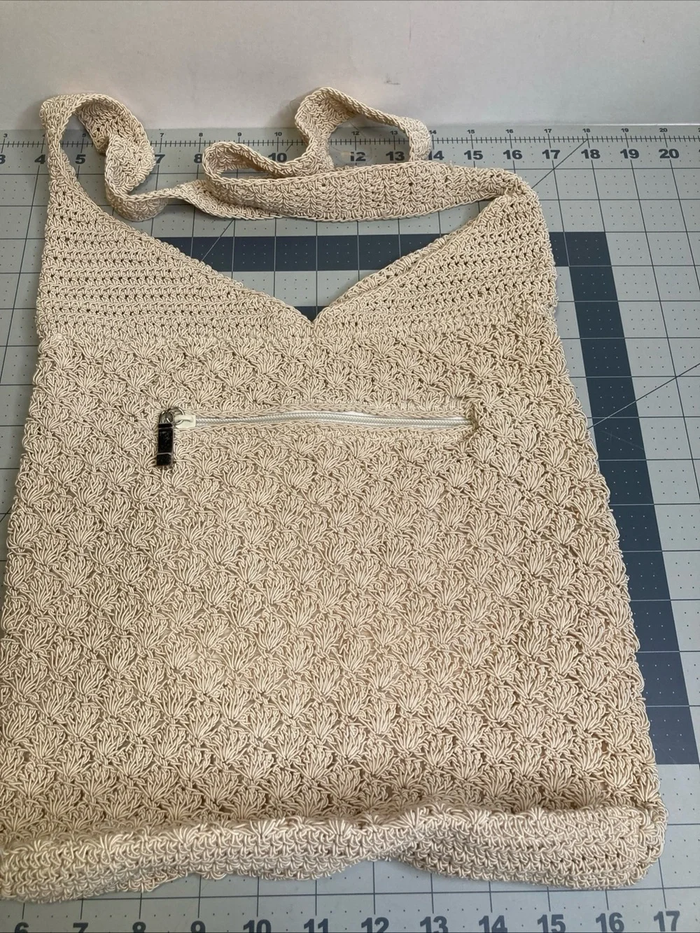 Boho Cream Crochet Shoulder Hobo Crossbody Bag Festival Hippie NWOT